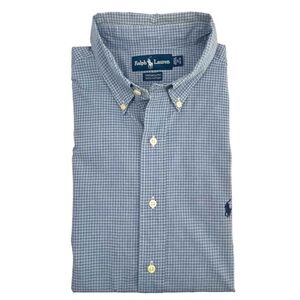 Ralph Lauren Yarmouth Mens Button Down Shirt Blue and White sz XL neck 17 10377